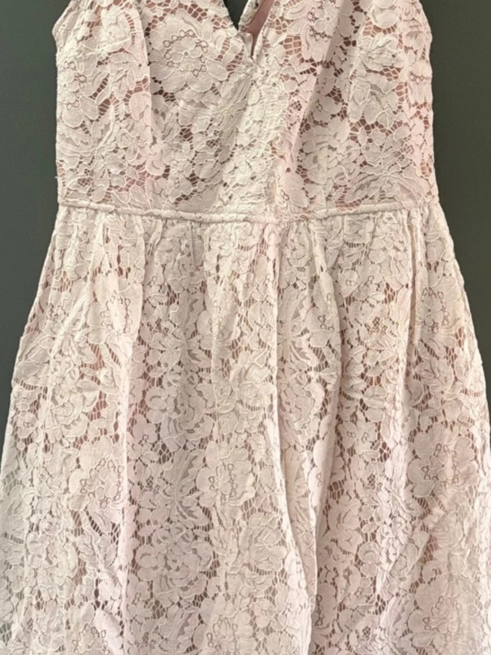 Lulu's Blush Pink Lace Fit-and-Flare Dress